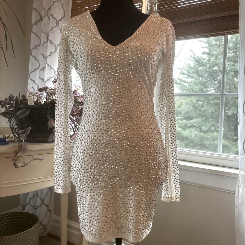White fitted dress.